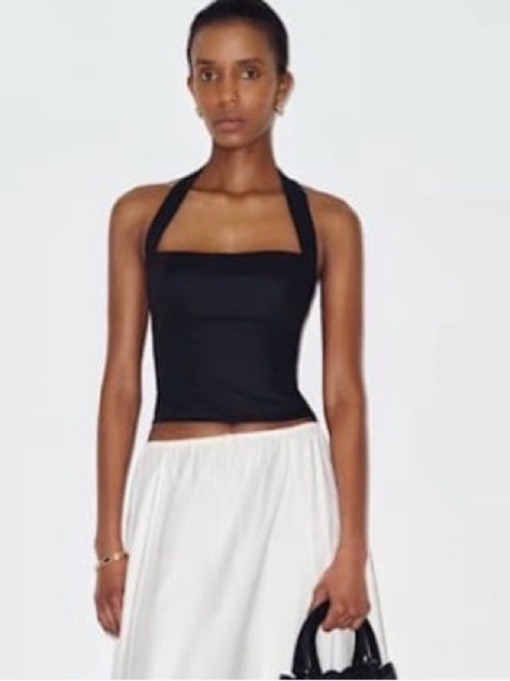 Black Halter Linen Top